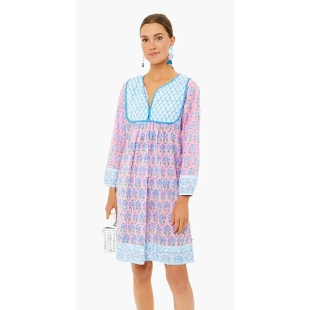 SZ Blockprints Eva Pink Pineapple Jaipur Dress NWT Sz. S